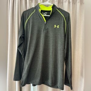 Under Armour Gray Quarter-Zip Pullover with Neon Yellow Accents
